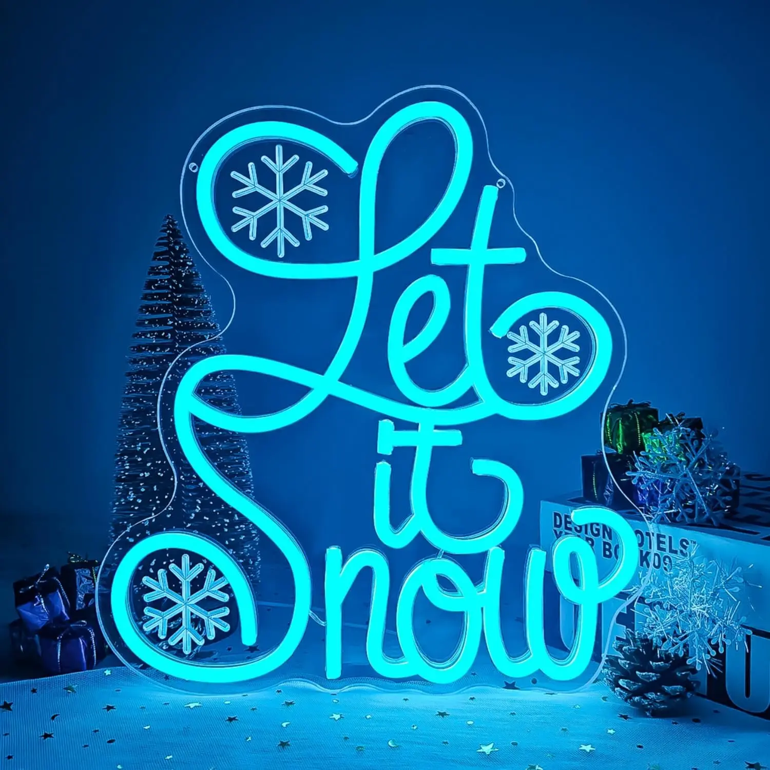 Let It Snow Neon Sign Snowflake Neon Light Winter LED Dimmable for Christmas Bar Winter Party Home Office Art Wall Decor Gift