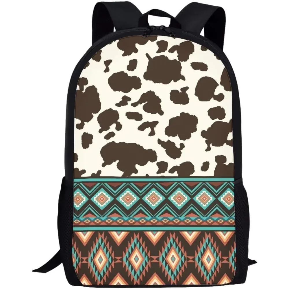 

Cute Backpack For Girls 16 Inch Bookbag Comfy Padded Lightweight Brown Tribal Aztec Cow Backpacks For Girls Kids Student