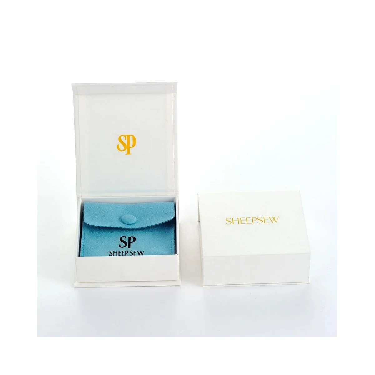 

SHEEPSEW Белая магнитная застежка для ювелирных изделий, бумажная коробка с золотым логотипом, чехол из микрофибры, складная магнитная шкатулка для драгоценностей, упаковка