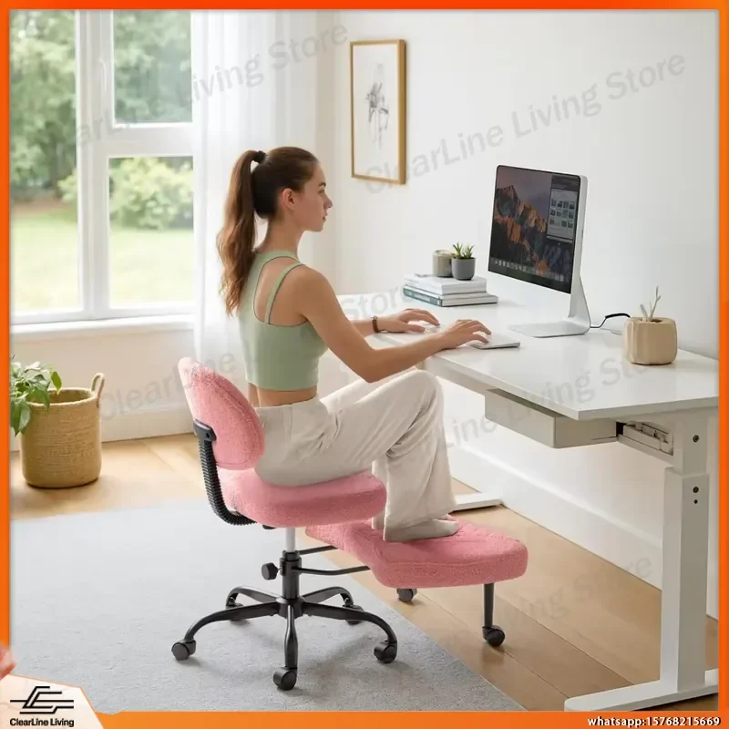 Ergonomic Office Chair with Criss Cross Base 360 Degree Swivel Adjustable Height Kneeling Desk Chair with Footrest and