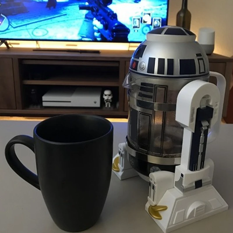 Máquina de café de manivela Moka Robot Star Máquina de cafetera de prensa francesa, 24 cm de alto