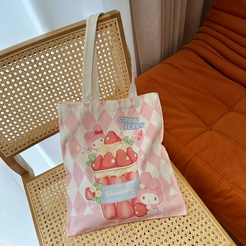 New Large-capacity Sanrio Handbag, Versatile Kawaii Shopping Bag, Girly Heart, Casual and Environmentally Friendly Handbag