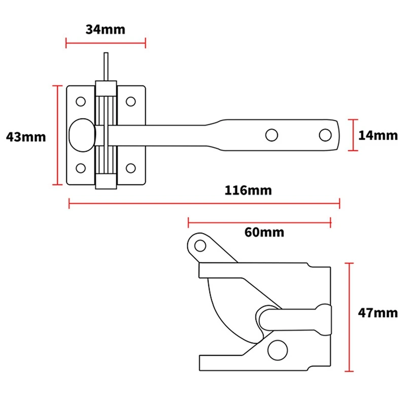 Heavy Duty Automatic Latch Fence Latch Buckle Strap Rope Lockable Door Spring Zipper Automatic Padlock Home Hardware