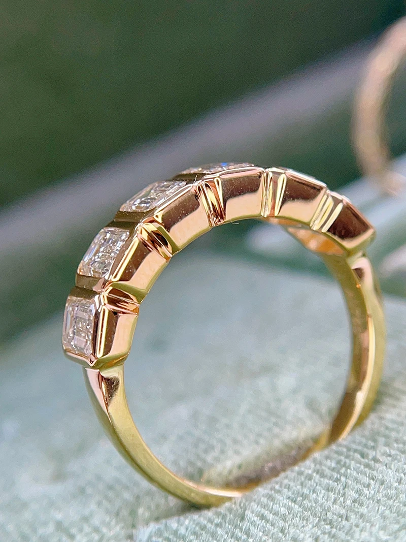 KUGG 100% 18K Yellow Gold Rings Luxury 1.84carat Emerald Cut Real Natural Diamond Engagement Ring for Women High Party Jewelry