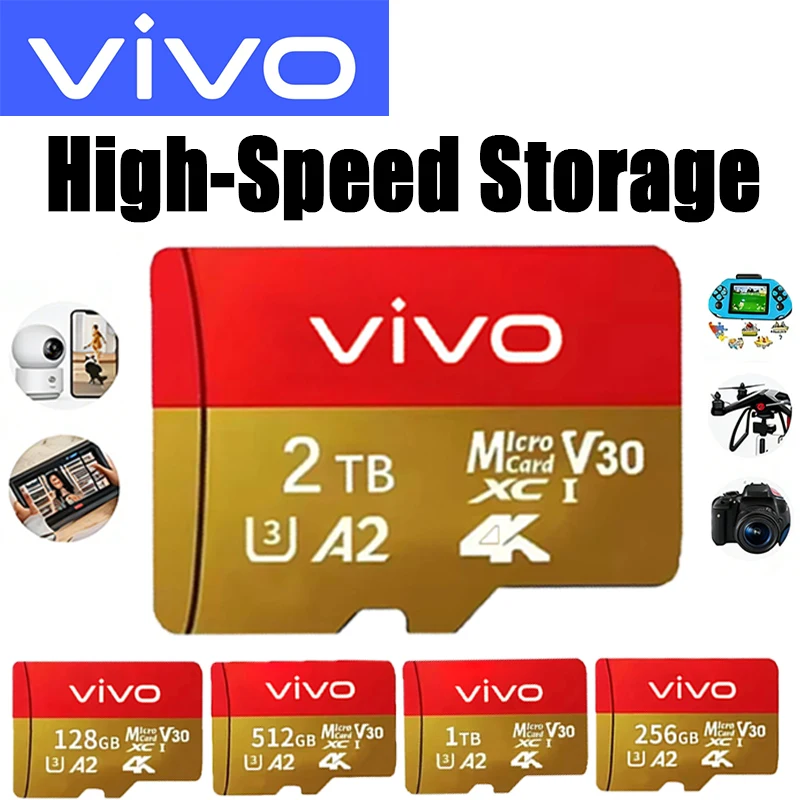 

VIVO Memory Card 128GB/256GB/512GB/1TB/2TB Adapter - A2 C10 Class 10 UHS-I, 4K Ultra HD Video Support for Tablet, Camera