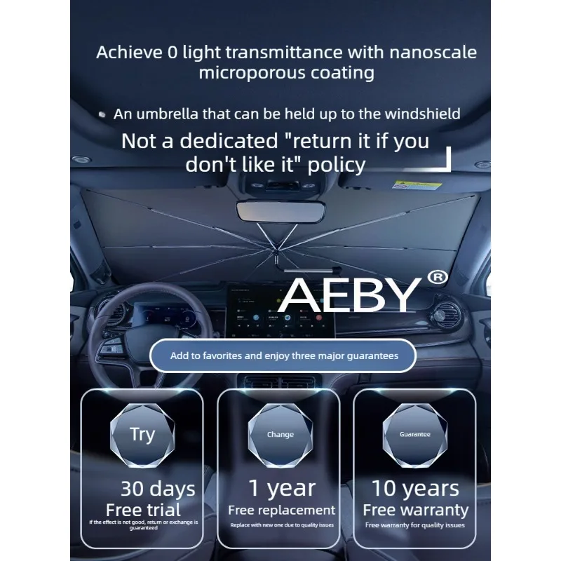 

AEBY For BYD Atto 2 Smart Driving Edition 2024-2025 Car Sun Shade Umbrella,Portable UV & Heat Protection,Foldable,Accessories