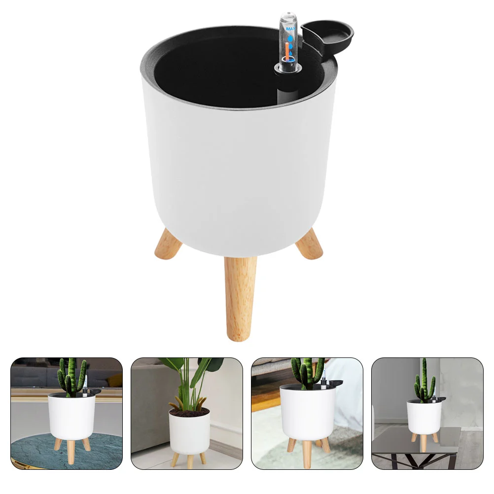 Self-priming Flower Pot Modern Watering Planters with Stand Indicator Level Leg Tripod Windowsill Baskets Pots