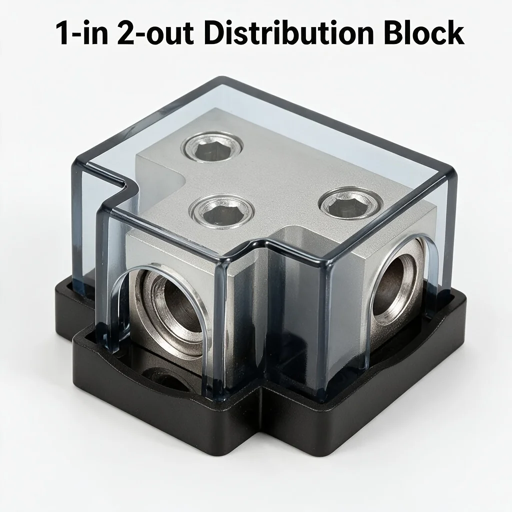 1 in 2 out sand nickel junction box/power distributor module, suitable for cars, RVs, yachts, etc