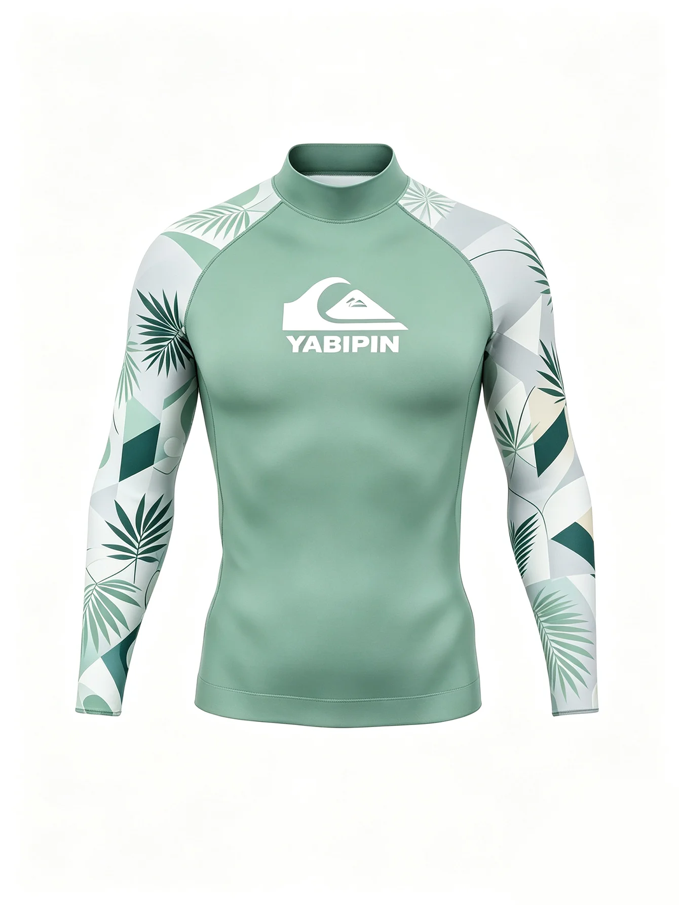Zero Drag Men’s Rash Guard Long Sleeve Stand Collar, Snug Fit Quick Dry for Surf Fishing Water Activities