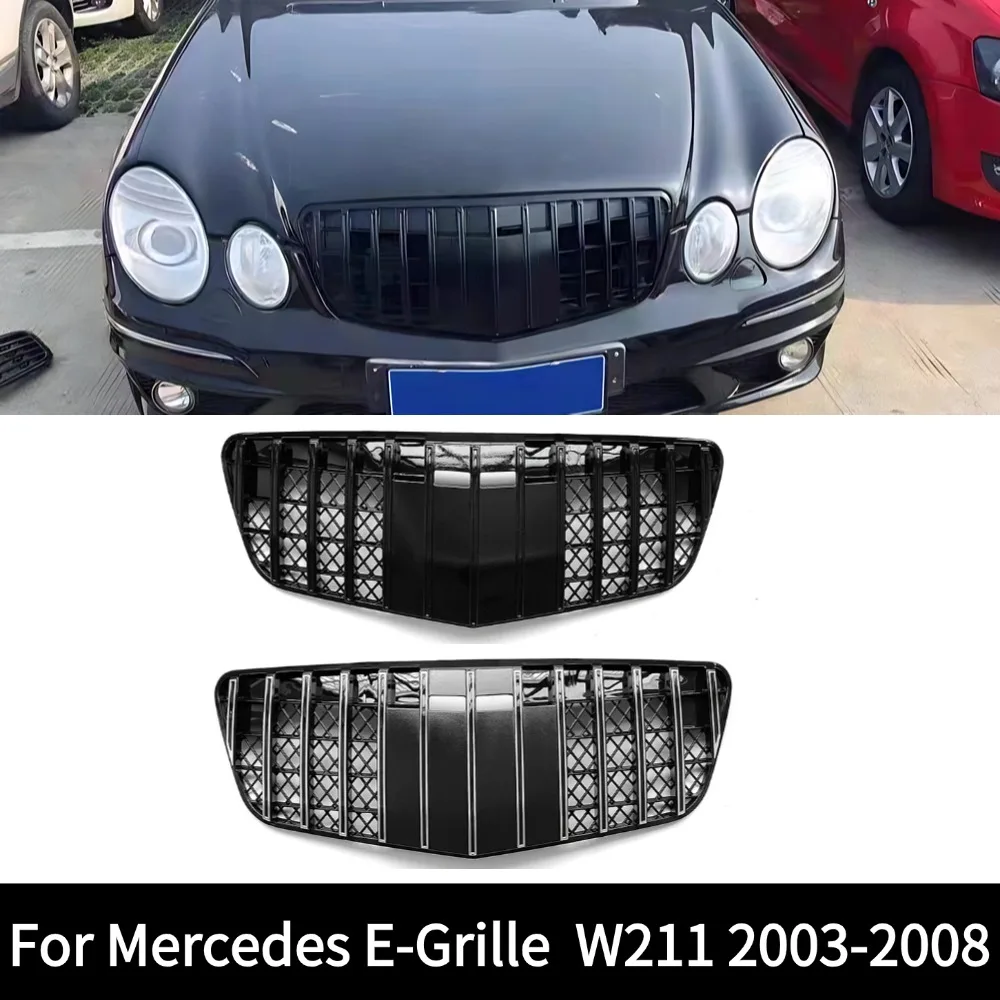 For W211 E200 E230 E240 E280 E350 2003-2008 Mercedes Benz E-Class  Front Bumper Gril Racing Grill Accessories
