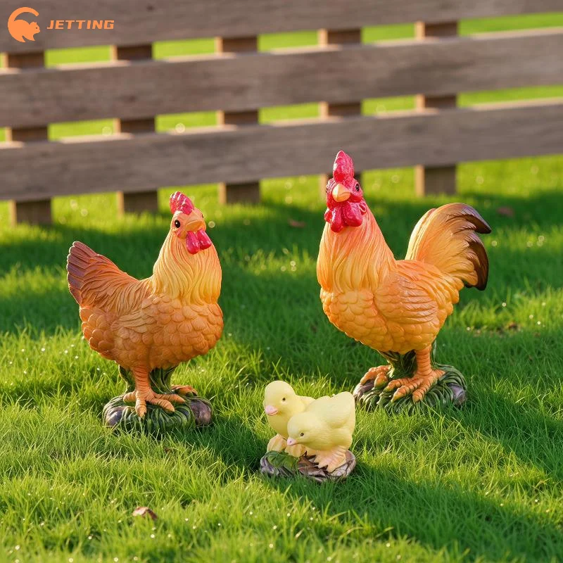(New) Mini Farm Animal Ornaments, 3 PCS Rooster Hen Chick Figurines, Fairy Garden Miniatures For DIY Landscaping & Home Decor