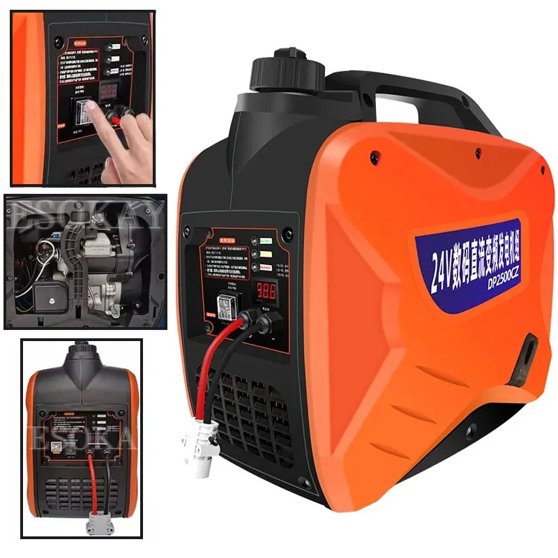 24V Silenzioso Parcheggio Condizionatore D'aria Avvio Automatico Arresto DC Camion Da Carico Piccolo Generatore di Benzina 4800RPM Strumento Industriale
