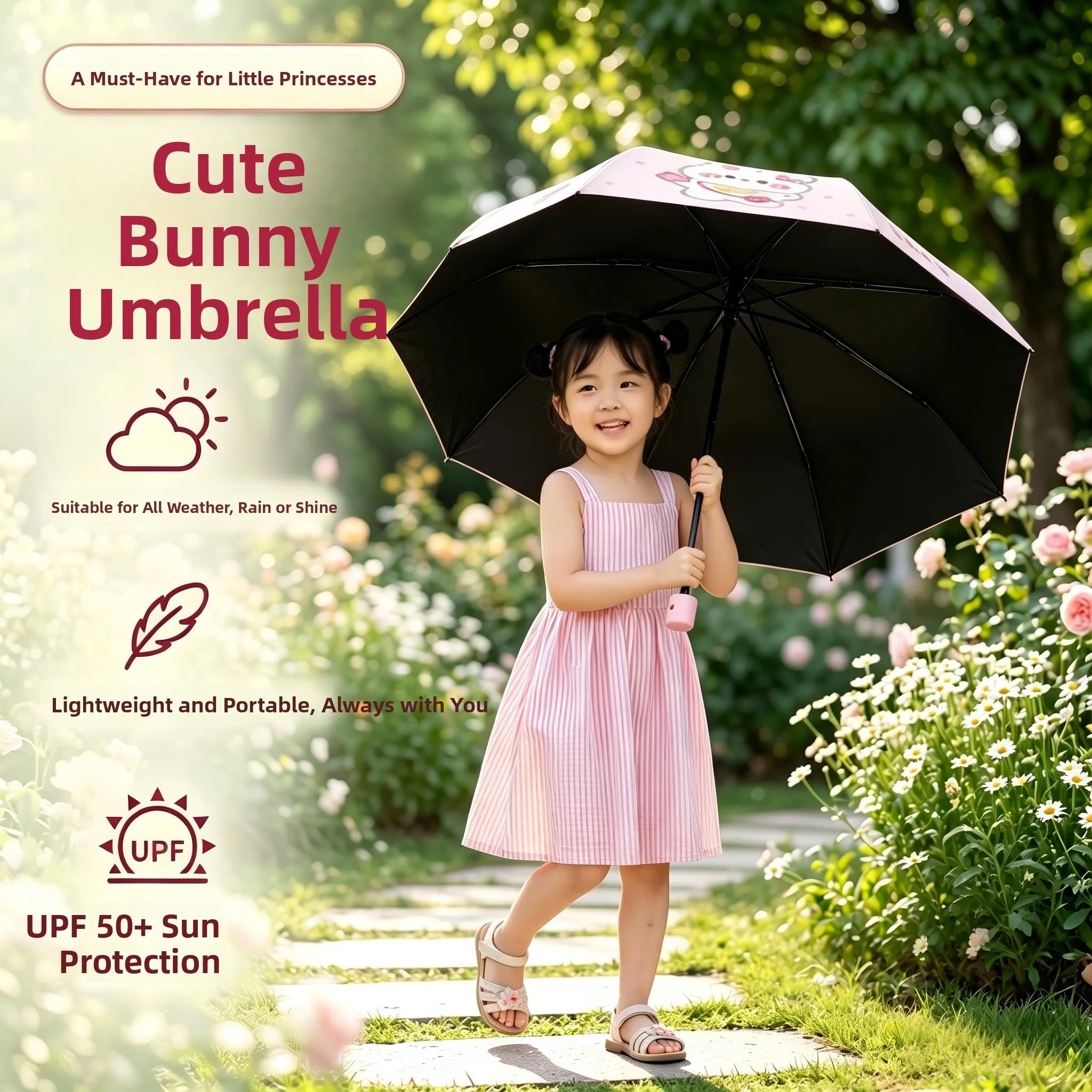 

Thickened Sunshade Umbrella for Students Going to School Cute Folding Umbrella New Style Rain And Sun Dual Use Windproof Umbr...