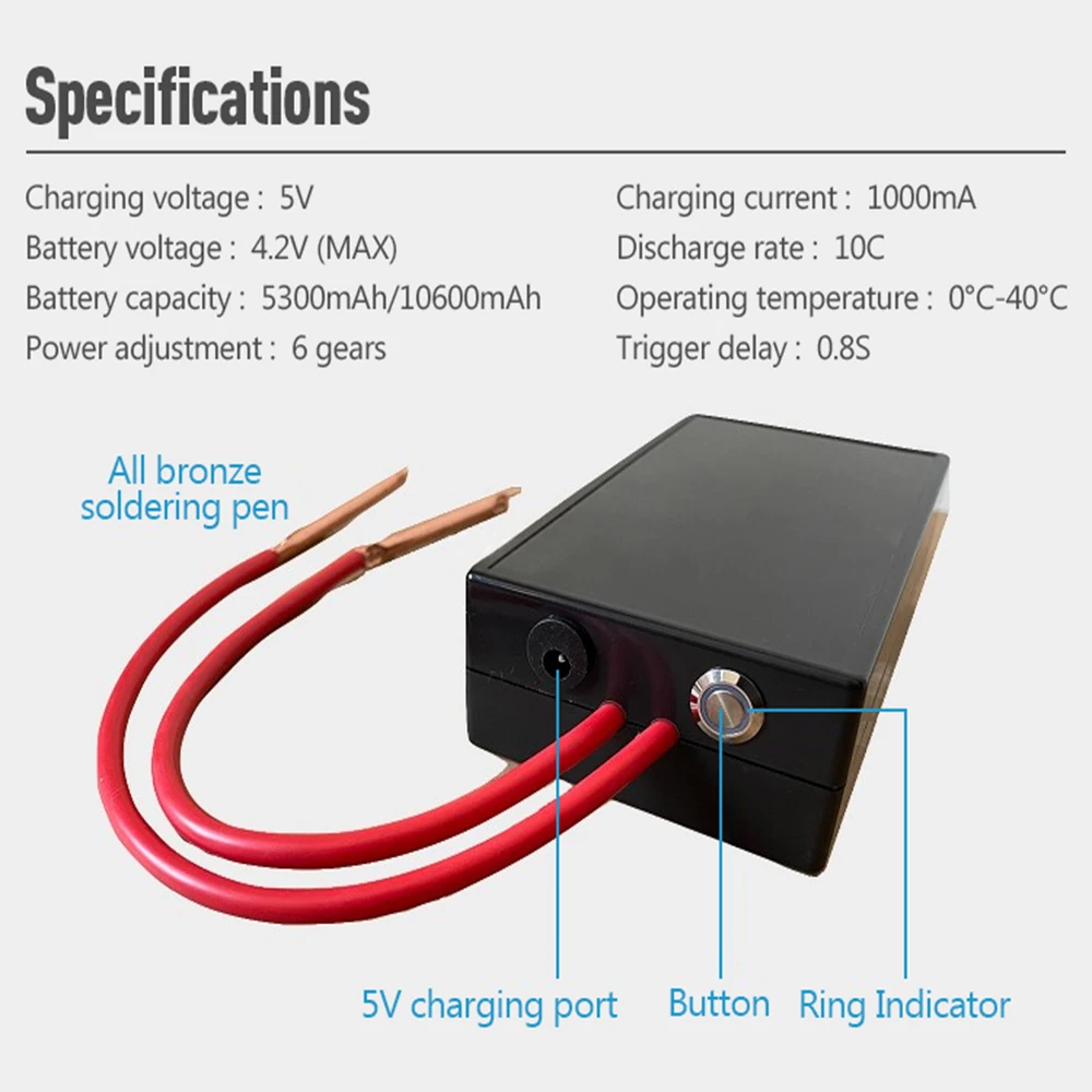 Spot Welder Rechargeable Portable 6 Gears Adjustable Mini Spot Welding Machine Charging Portable Spot Welder for 18650 Battery