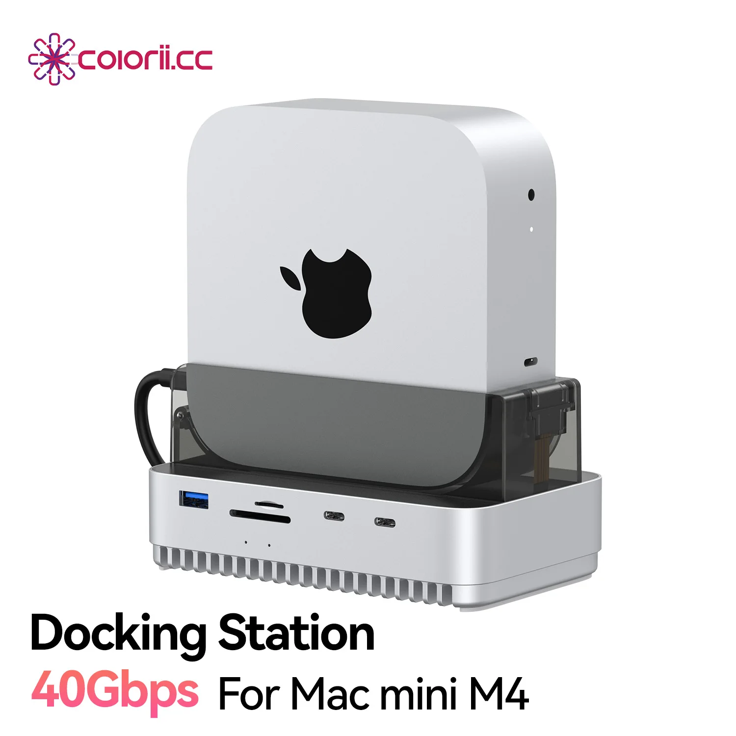 40Gbps Mac Mini M4 Dock Stand with M.2 NVMe SSD Enclosure 40Gbps USB C/A, TF/SD Mac Mini Hub for Mac Mini M4/M4 Pro 2024