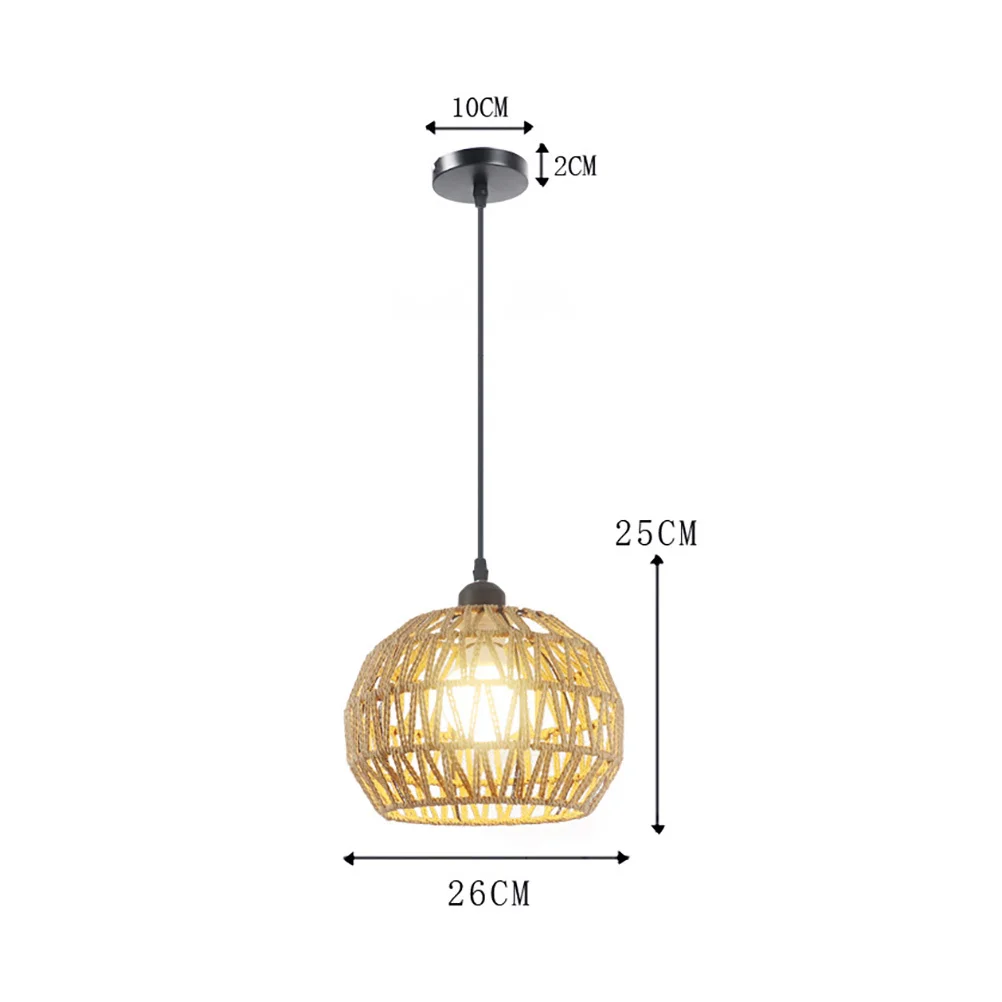 

Woven Dome Shade Rustic Style Ceiling Light Creative Hanging Lamp E27 Base Bulb Easy Install Kitchen Dining Room Cafe
