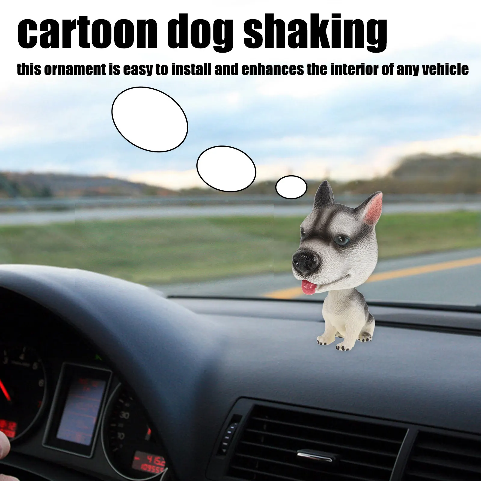 

Милая мультяшная фигурка собаки с качающейся головой из смолы для приборной панели автомобиля, украшение для интерьера