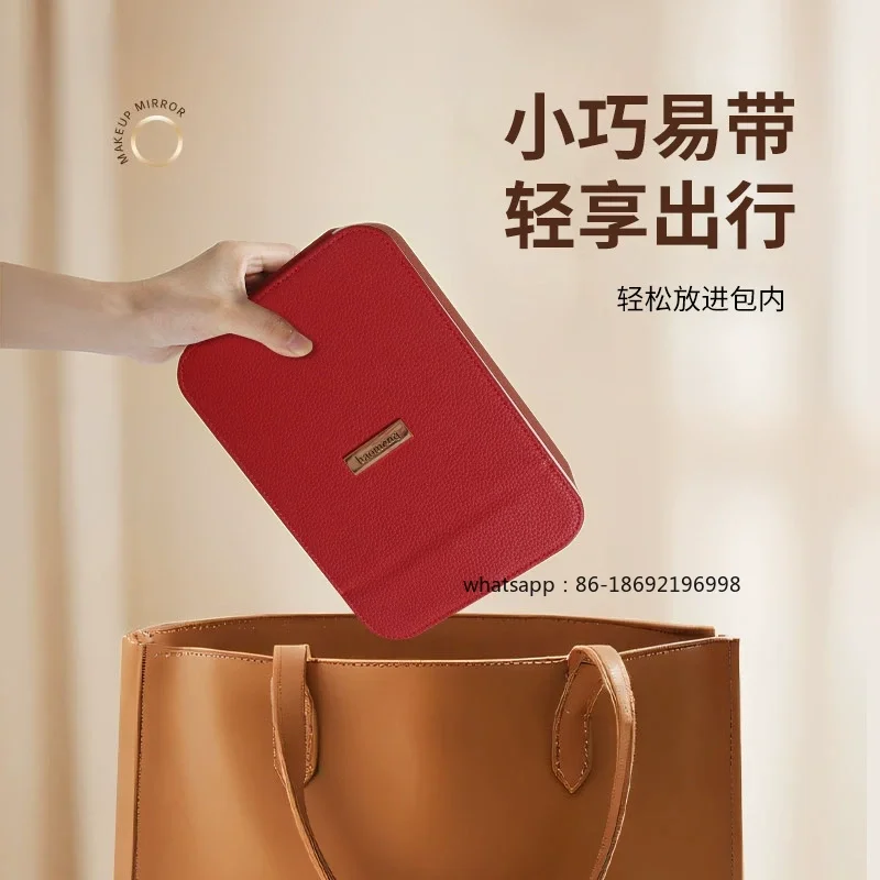 MF Makeup Mirror [Double Dan] Desktop Desktop Travel Portable Folding Three-color Light Grid Storage Holiday Gifts