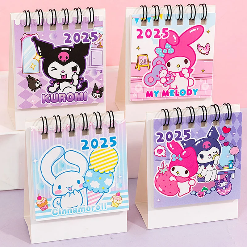 Mini calendrier de bureau Sanurgente Cartoon, calendrier de bureau, plan Kawaii, petits ornements, décoration Ins, cadeau de Noël pour fille mignonne, nouveau, 2025