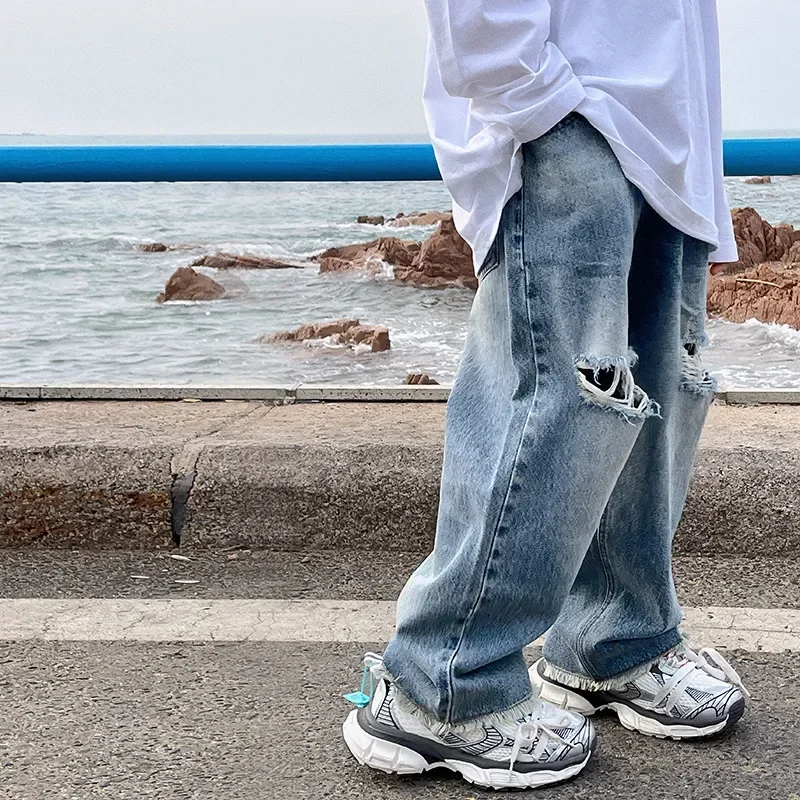 Baoduo Children's Clothing Boys' Pants 2023 Autumn New Children's Loose Trendy Ripped Jeans Babies' Trousers Fashion