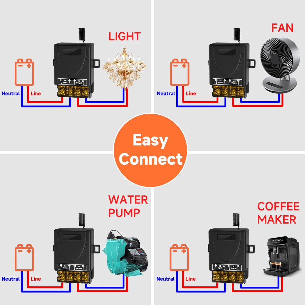 Cerhot-Interruptor De Controle Remoto Sem Fio, Interruptor De Luz De Relé Para Eletrodomésticos, Bomba, Luzes De Teto, AC 110V, 220V, 230V, 240V,30A