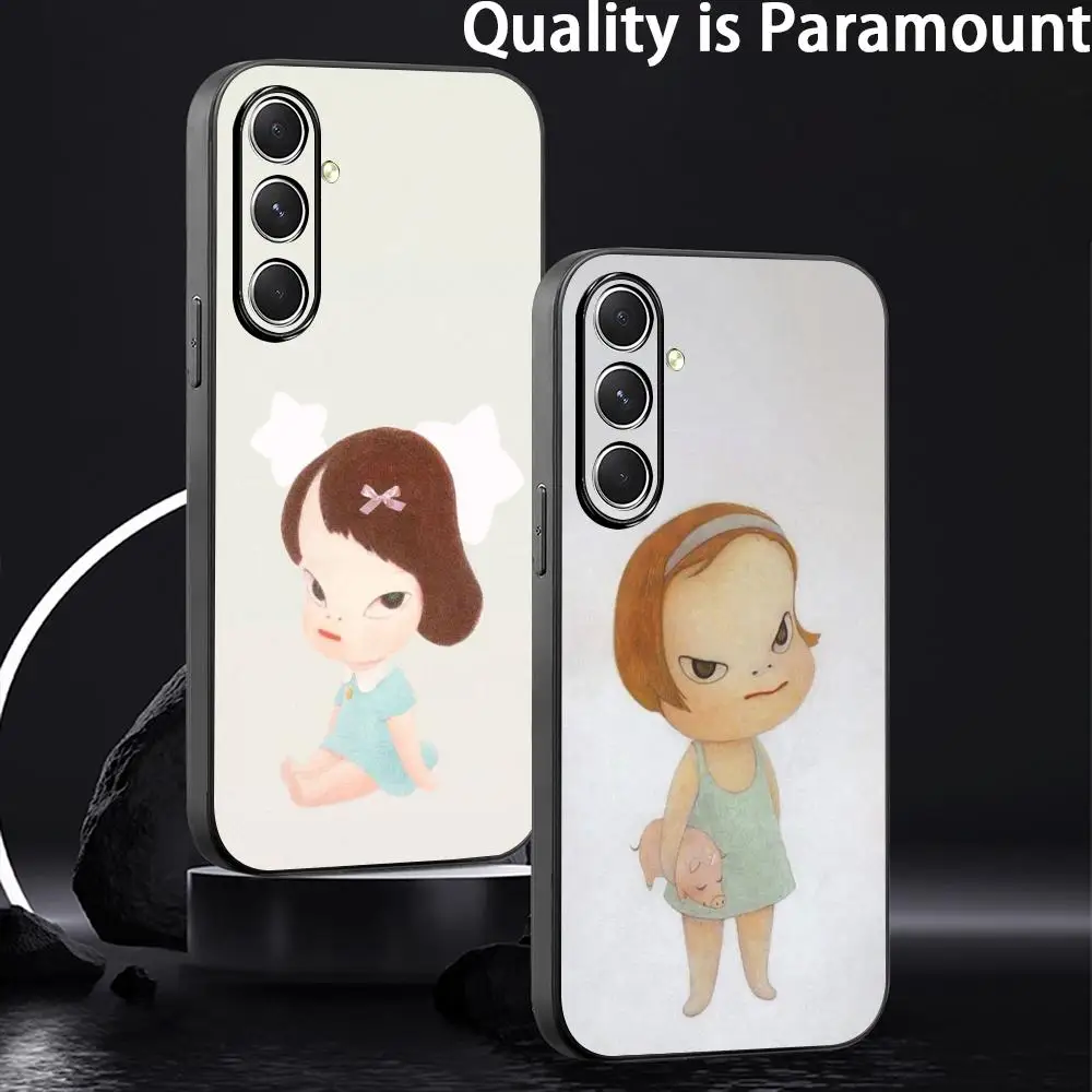 Korean Ins Yellow Lollipop Girl Star Phone Case For Samsung Galaxy S26 S25 S24 S23 S22 S21 Plus Ultra Note20 Soft Black