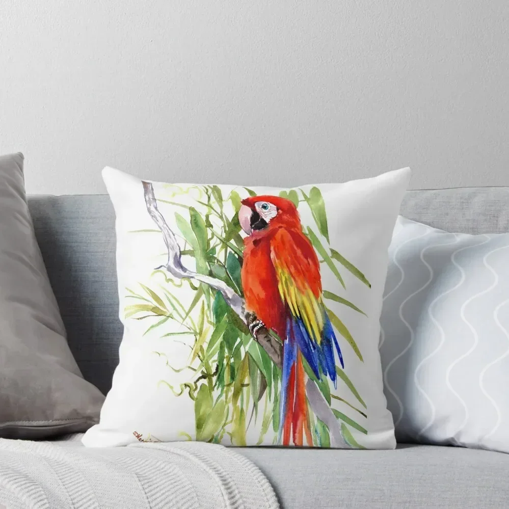 

Scarlet Macaw Tropical Jungle Parrot Throw Pillow Embroidered Cushion Cover Sitting Cushion pillow