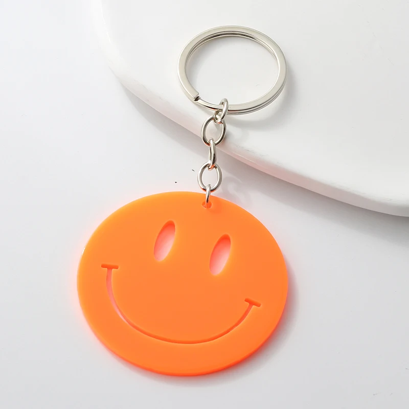 Colorful Acrylic Keychains Smile Face Plastic Key Rings For Women Men Friendship Gift Handbag Decoration Handmade Jewelry