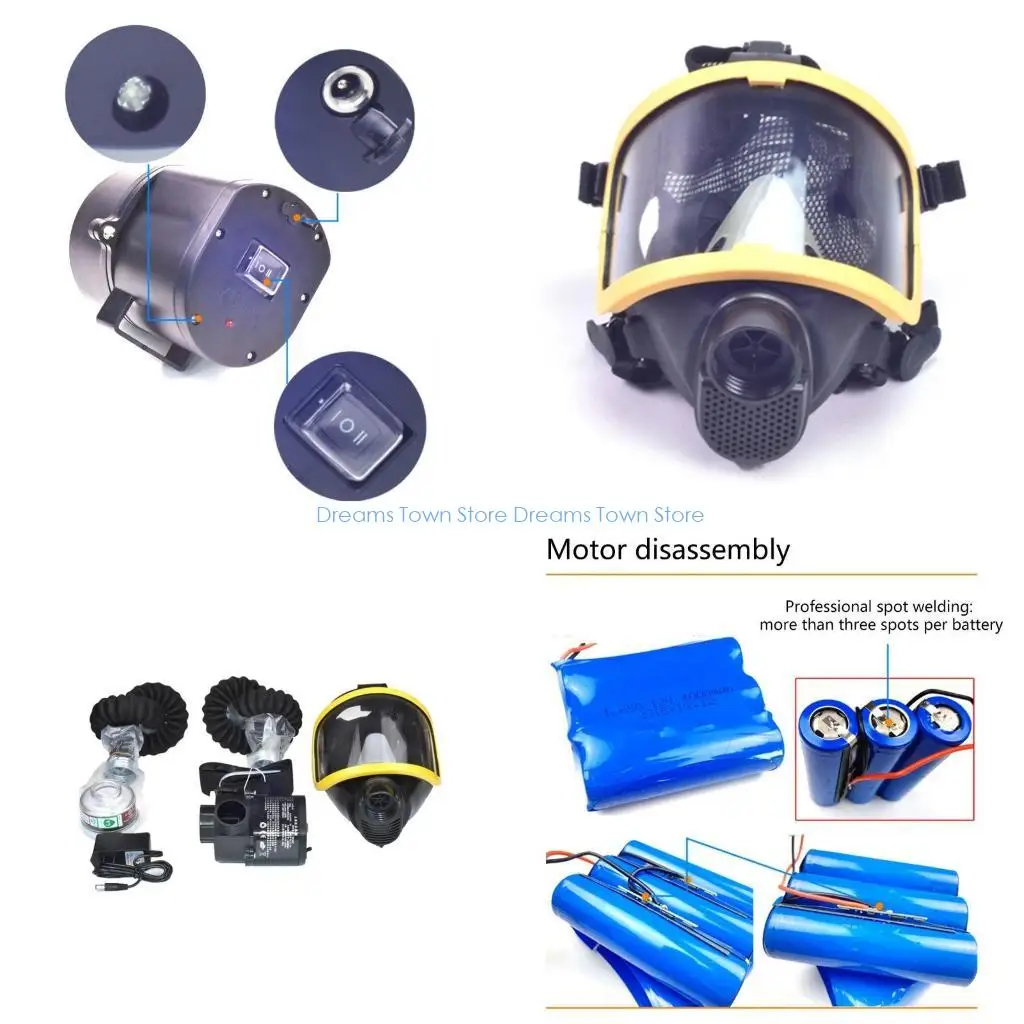 

HX6A Electric Supplied Air Fed Face Gas Mask Constant Respirator System Device Breathing Tube Adjustable Protective Mask