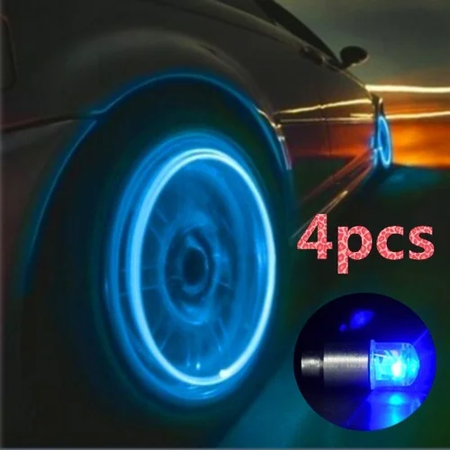 2/4PCS Car Wheel LED Light Motocycle Bike Light Tire Valve Cap Decorative Lantern Tire Valve Cap Flash Spoke Strobe Neon Lamp