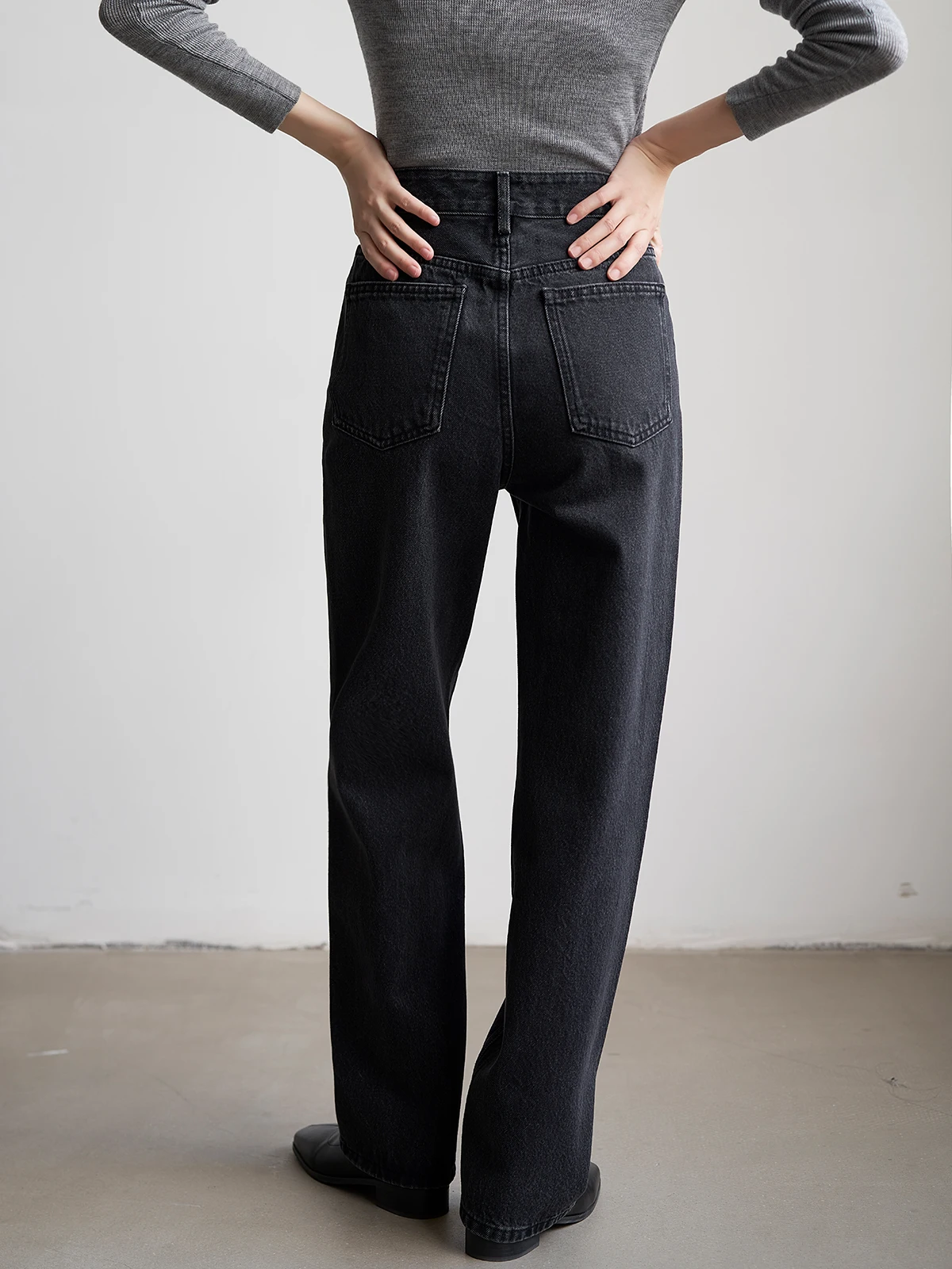 

Джинсы с высокой талией, облегающие, черные, из денима, для женщин, для фигуры типа «груша», длинные прямые брюки, осень-зима