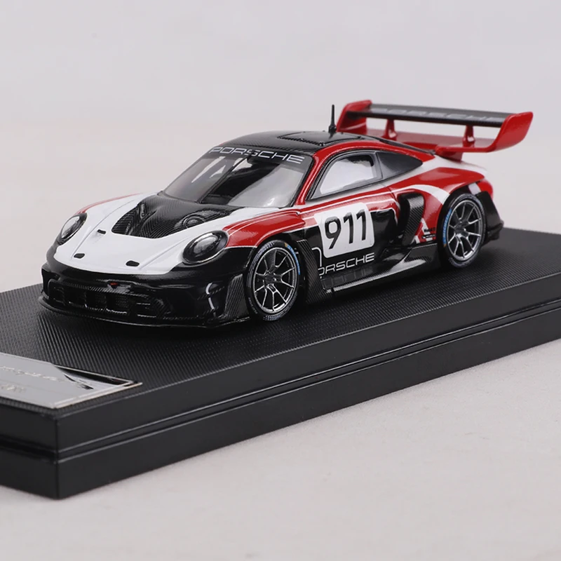 HKM 1:64 911(992)GT3 R Rennsport Classic Brumos large rear wing Alloy Model Car