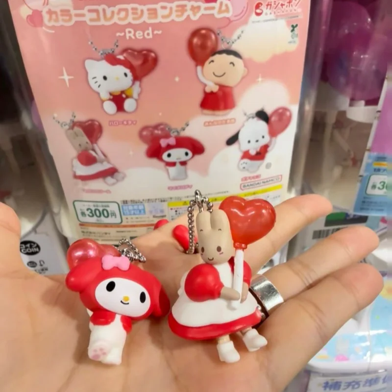 Hot Genuine Bandai New Gashapon Red Characters Hello Kitty Melody Pochacco Marroncream Collectible Anime Pendant Decoration Toy - view 3