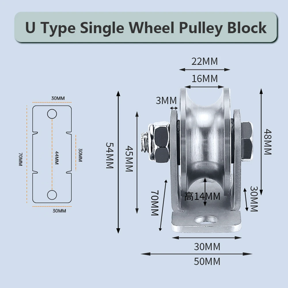 Groove Wheel Pulley Stainless Steel Pulley Block Super Silent Single Pulley Block for DIY Gym Equipment Sliding Gate