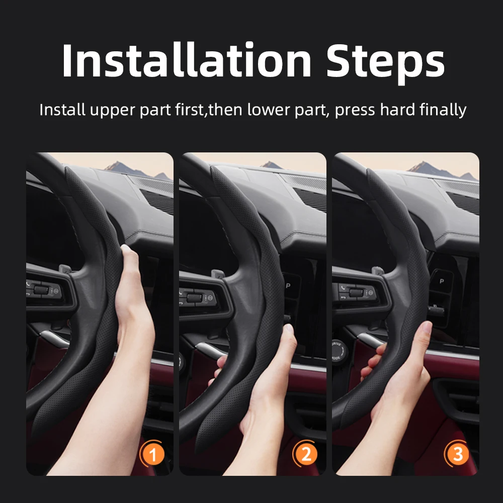 غطاء عجلة القيادة لبيجو، تصميم رياضي على شكل موجة، جلد مسامي، مجزأ، غير قابل للانزلاق، حافظة واقية ماصة للعرق نوفيل 208 308 408 2008 3008 4008 5008 508 Sw Rifter Traveller