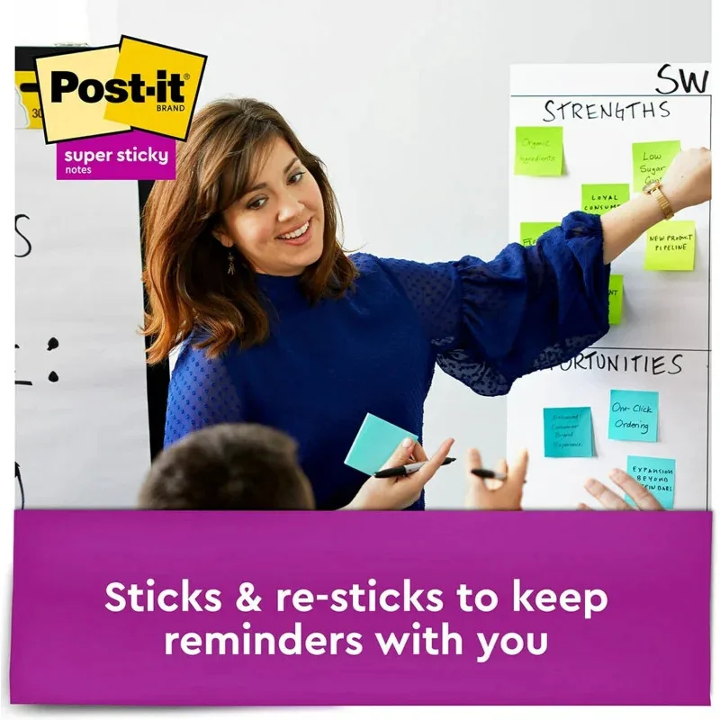 RWDD4 # - PhotosPost-it Super Sticky Notes, 2X Sticking Power, cores variáveis, 3 x 3 polegadas, cores brilhantes sortidas, 1 bloco