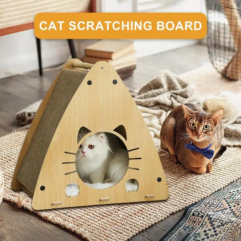 Cat Scratch House Cardboard Multifunctional Cat Cardboard Box With Plush Ball Toy Thickened Cat Scratch House