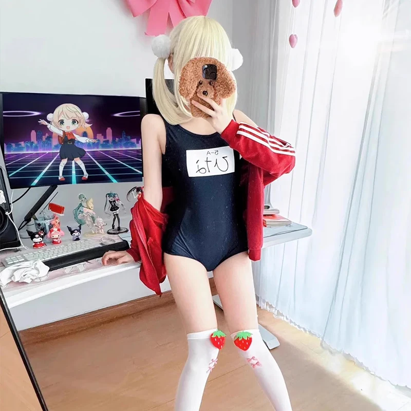 

Kawaii Japanese School Girl Gym Suit Navy Blue Swimsuit Swim Wear Cosplay Sexy Cute Anime Clothes Jumpsuit Beach Pool Party Set