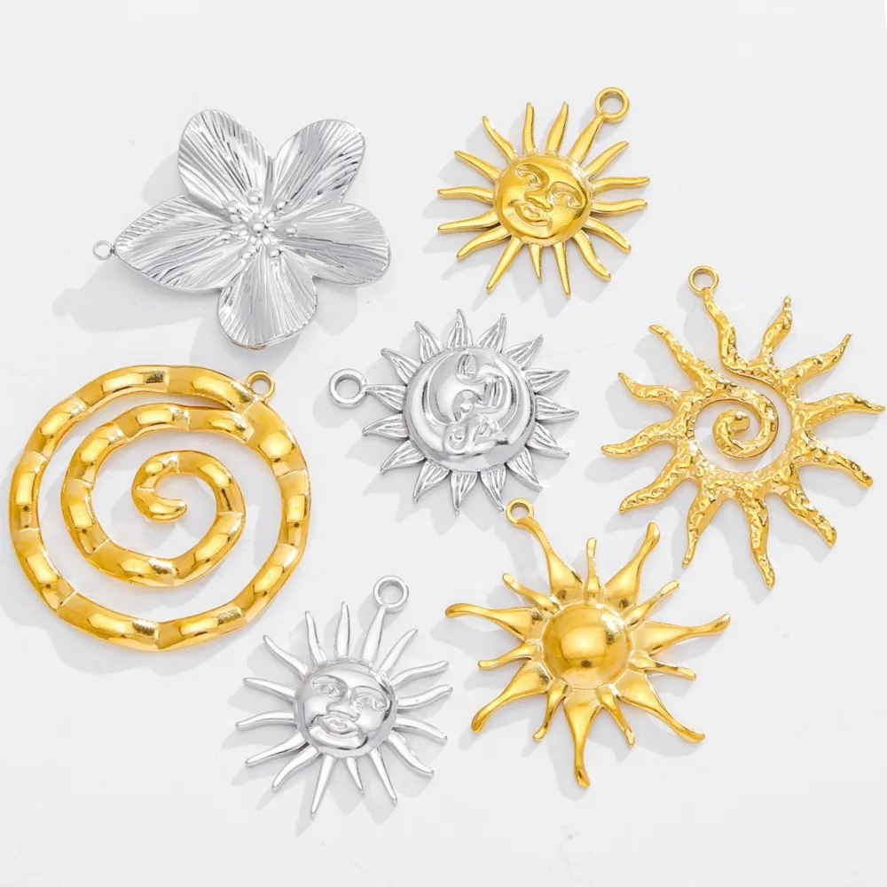 

Simple DIY stainless steel irregular sunflower gold/silver plated pendant accessories