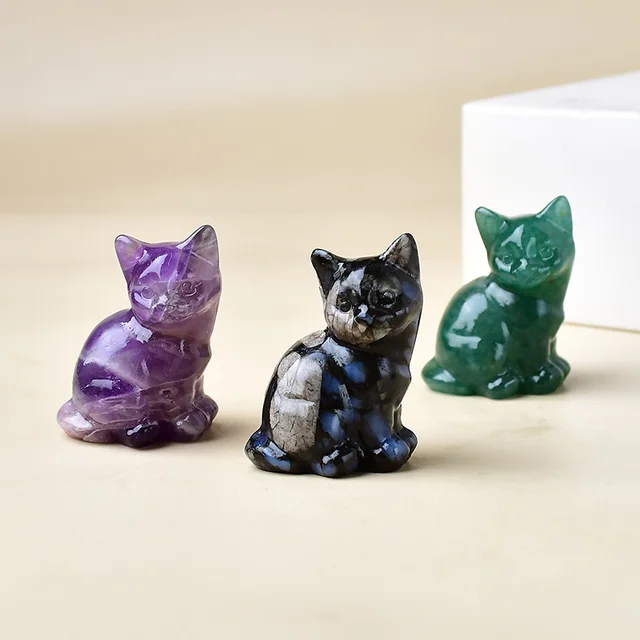 Natural crystal carved cat, a perfect choice for home decoration as a crystal gift ornament, a great option for healing crystals 3