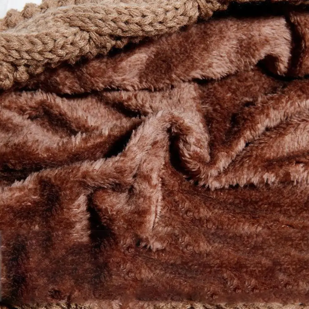 Moda invierno bufanda con capucha sombrero protección contra el frío gorro de punto grueso protección para los oídos bola de piel gorros cálidos