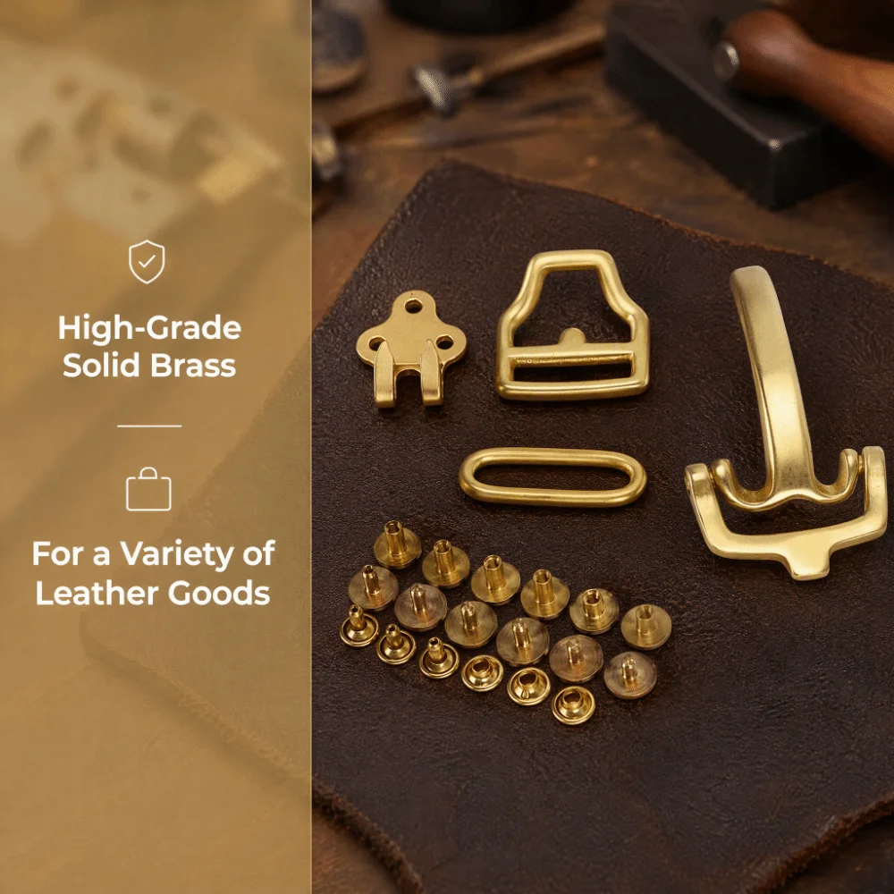 Solid Brass Belt Buckle Set Multi-Purpose Use Assorted Sizes Brass Buckle Hardware D-Shaped Design Metal Belt Buckles