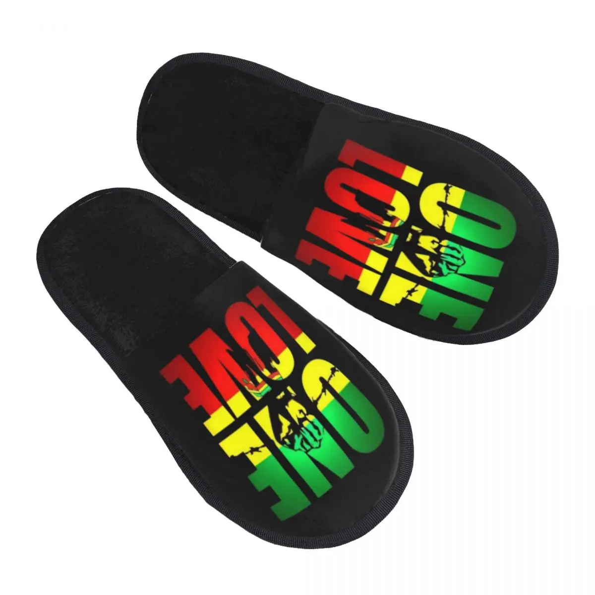 Custom One Love Jamaica Reggae House Slippers Women Comfy Memory Foam Slip On Spa Slipper Shoes