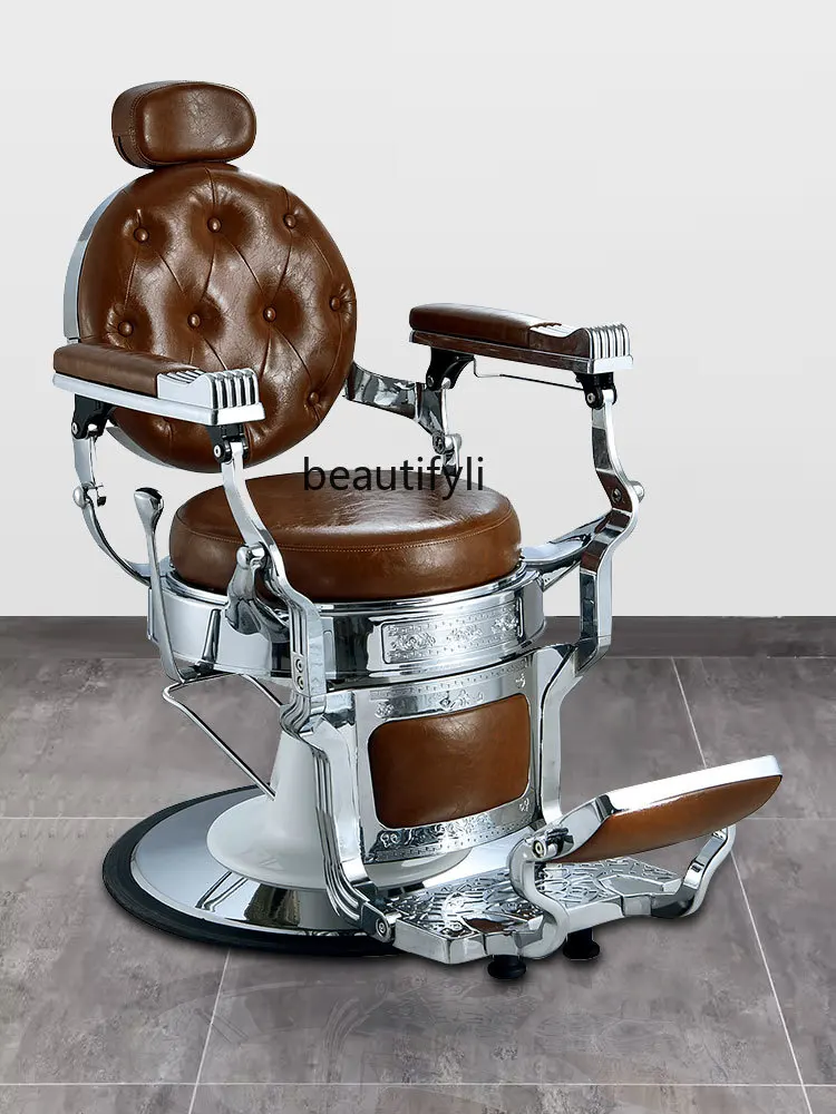 Retro men\'s barber shop oil head chair hair salon beauty salon executive chair shaving and contouring perm and dye chair