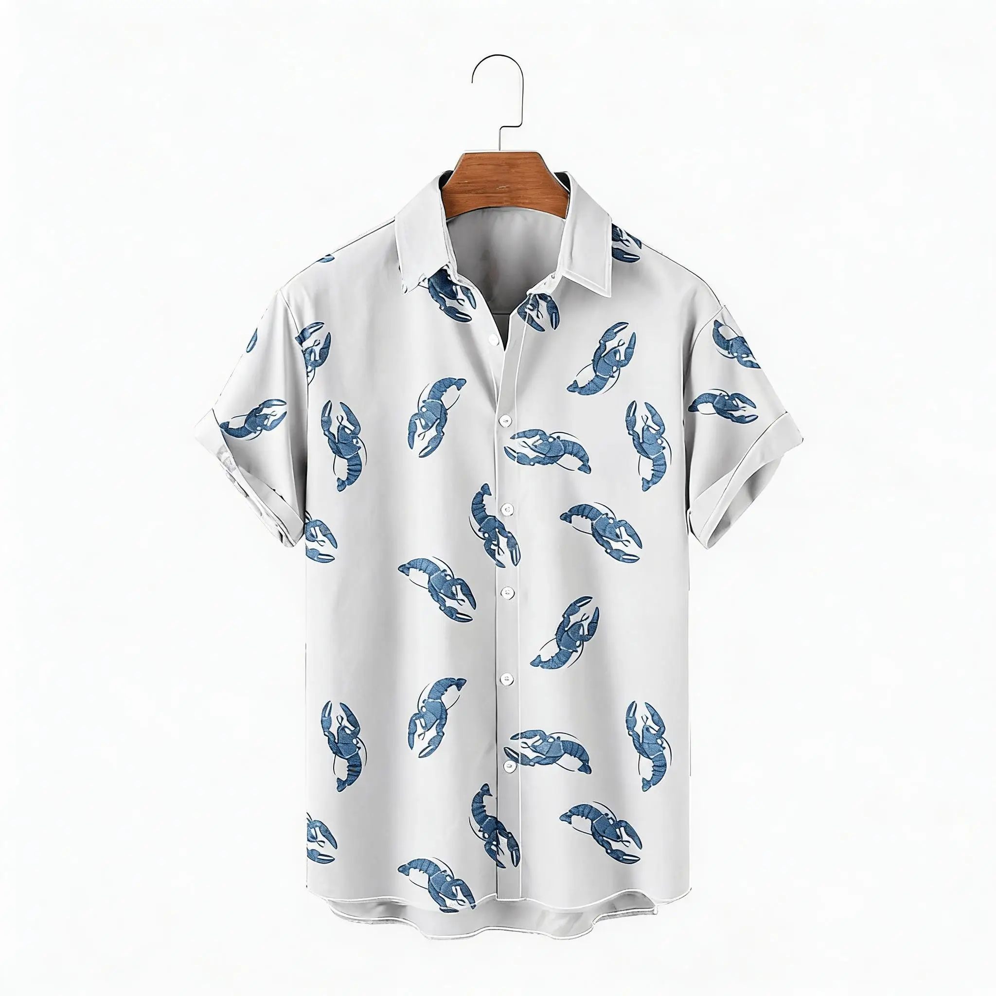 

Men's Spring Hawaiian Shirt, Print Short Sleeve Shirt, Casual Button Up for Beach and Coastal Style
