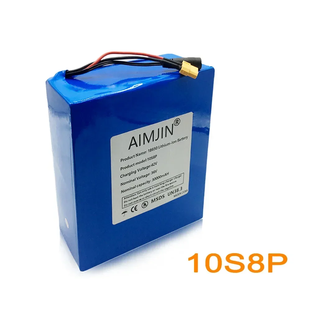 New 36V 30Ah 18650 10S8P A-class lithium battery pack, 1500W high-power built-in BMS, suitable for various energy storage backup