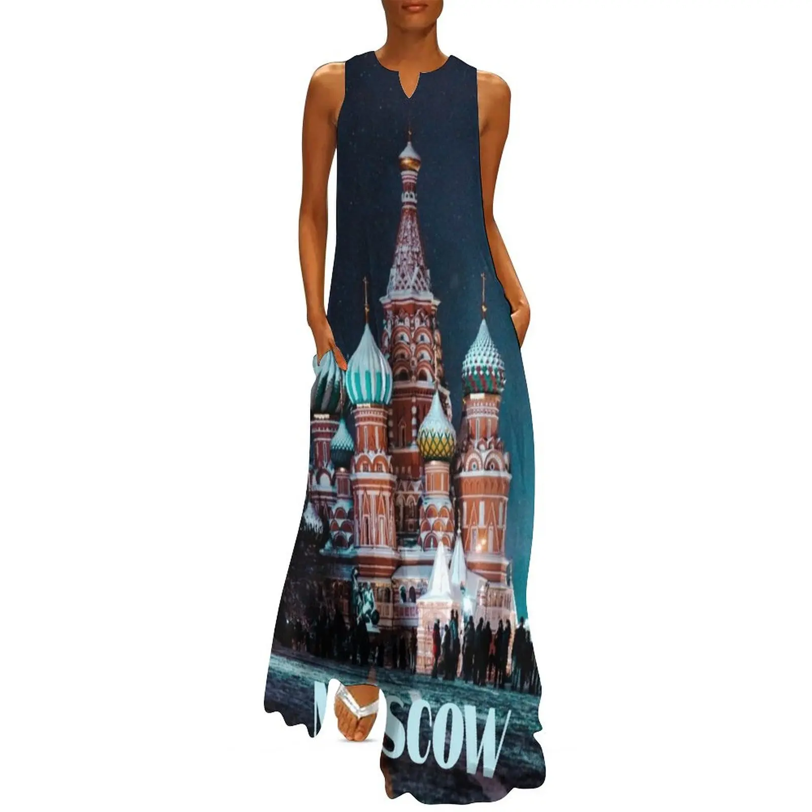 

Moscow Russia St. Basil’s Cathedral Long Dress clothes for women summer dress korean women