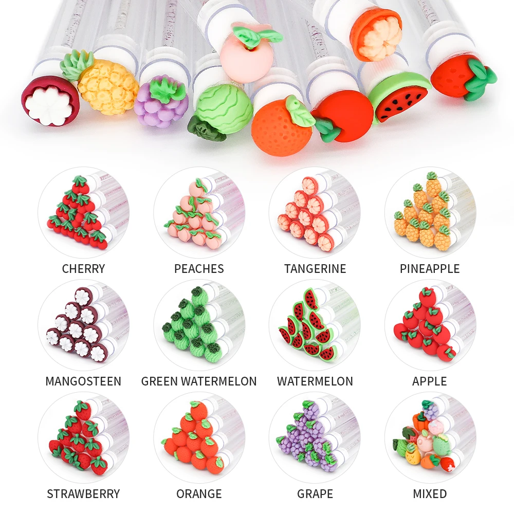 10 /50PCS Set Fruit Collection Mascara Brush Reusable Lash Brush Tube Spoolies Lash Extension Brushes Applicators Makeup Tools