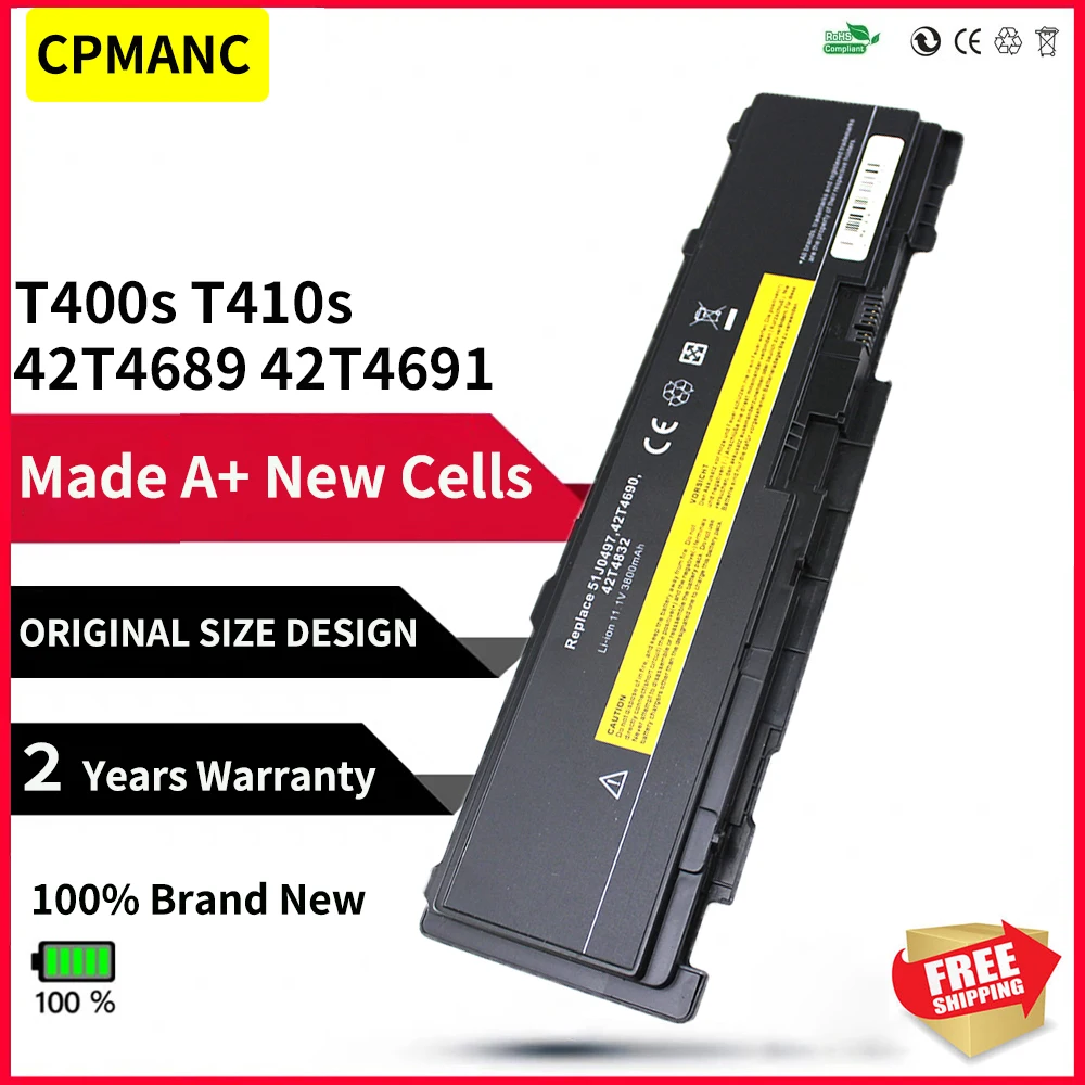 CPMANC Laptop Battery T410S For Lenovo for Thinkpad T400S 42T4833 42T4691 42T4688 ASM 42T4691 42T4688 42T4690