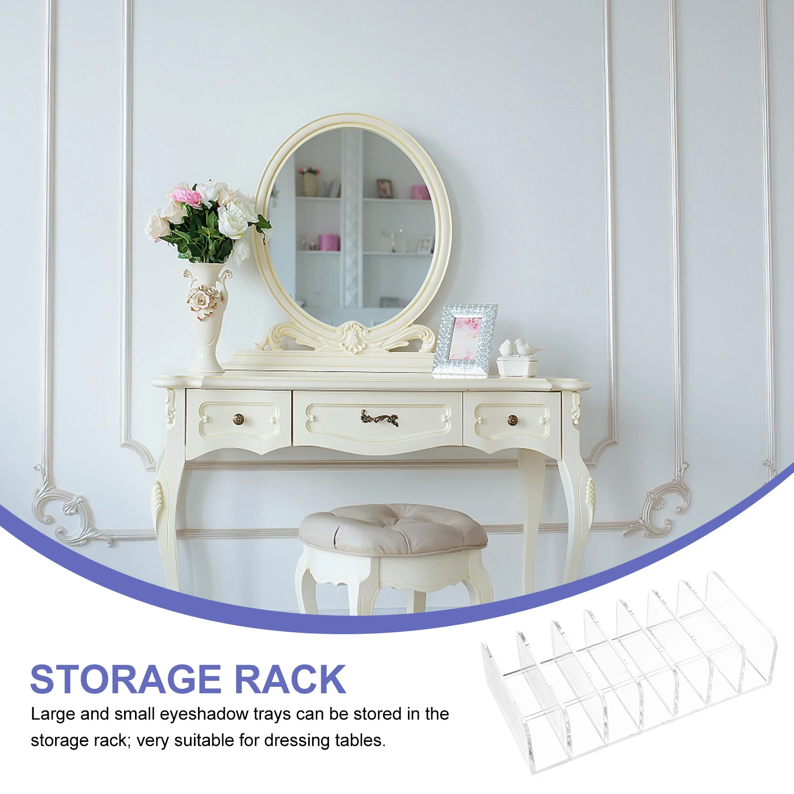 

Transparent Organizer Rack Vertical Makeup Holder Blush Highlighter Pressed Powder Dividers Bathroom Storage